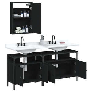 vidaXL 3 Piece Bathroom Furniture Set Black Engineered Wood