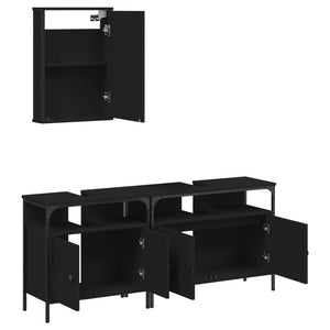 vidaXL 3 Piece Bathroom Furniture Set Black Engineered Wood