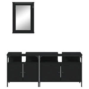 vidaXL 3 Piece Bathroom Furniture Set Black Engineered Wood