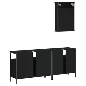 vidaXL 3 Piece Bathroom Furniture Set Black Engineered Wood