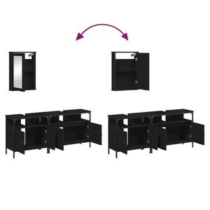 vidaXL 3 Piece Bathroom Furniture Set Black Engineered Wood