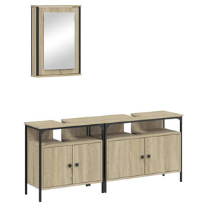 vidaXL 3 Piece Bathroom Furniture Set Sonoma Oak Engineered Wood