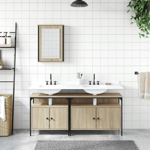 vidaXL 3 Piece Bathroom Furniture Set Sonoma Oak Engineered Wood