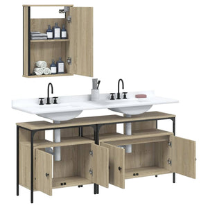 vidaXL 3 Piece Bathroom Furniture Set Sonoma Oak Engineered Wood