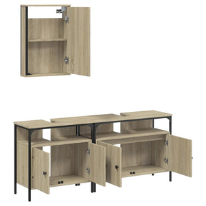 vidaXL 3 Piece Bathroom Furniture Set Sonoma Oak Engineered Wood