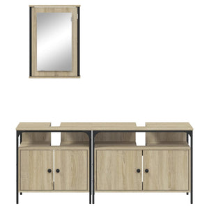 vidaXL 3 Piece Bathroom Furniture Set Sonoma Oak Engineered Wood