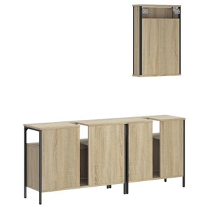 vidaXL 3 Piece Bathroom Furniture Set Sonoma Oak Engineered Wood