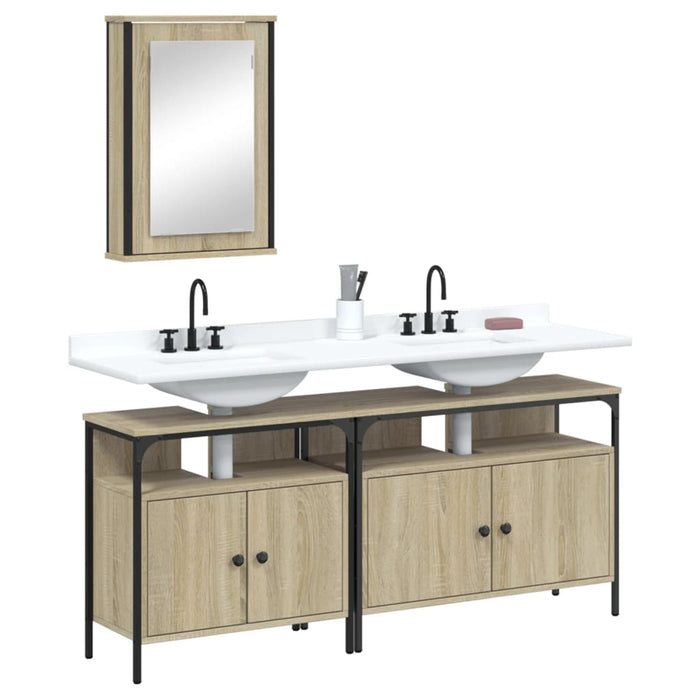 vidaXL 3 Piece Bathroom Furniture Set Sonoma Oak Engineered Wood