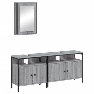 vidaXL 3 Piece Bathroom Furniture Set Grey Sonoma Engineered Wood