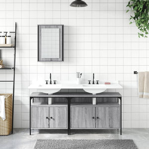 vidaXL 3 Piece Bathroom Furniture Set Grey Sonoma Engineered Wood