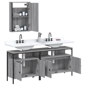 vidaXL 3 Piece Bathroom Furniture Set Grey Sonoma Engineered Wood