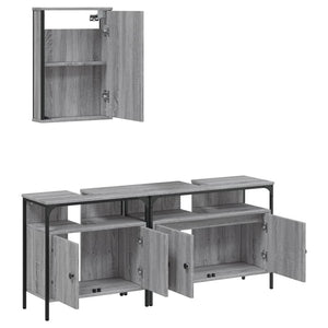 vidaXL 3 Piece Bathroom Furniture Set Grey Sonoma Engineered Wood