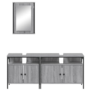 vidaXL 3 Piece Bathroom Furniture Set Grey Sonoma Engineered Wood