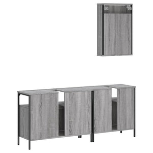 vidaXL 3 Piece Bathroom Furniture Set Grey Sonoma Engineered Wood