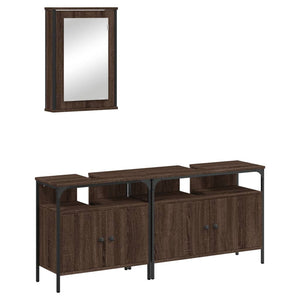 vidaXL 3 Piece Bathroom Furniture Set Brown Oak Engineered Wood