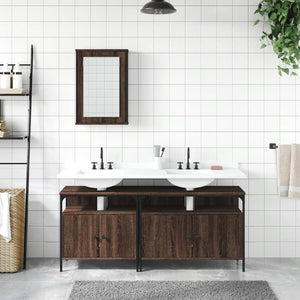 vidaXL 3 Piece Bathroom Furniture Set Brown Oak Engineered Wood