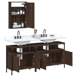 vidaXL 3 Piece Bathroom Furniture Set Brown Oak Engineered Wood