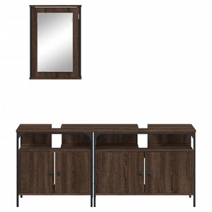 vidaXL 3 Piece Bathroom Furniture Set Brown Oak Engineered Wood