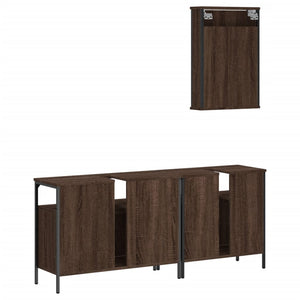 vidaXL 3 Piece Bathroom Furniture Set Brown Oak Engineered Wood