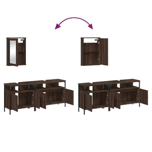 vidaXL 3 Piece Bathroom Furniture Set Brown Oak Engineered Wood