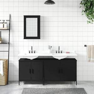 vidaXL 3 Piece Bathroom Furniture Set Black Engineered Wood