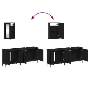 vidaXL 3 Piece Bathroom Furniture Set Black Engineered Wood