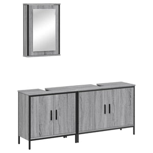 vidaXL 3 Piece Bathroom Furniture Set Grey Sonoma Engineered Wood