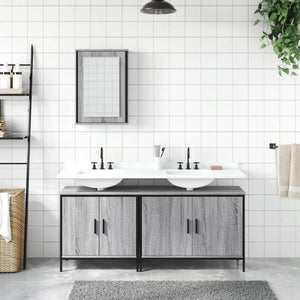 vidaXL 3 Piece Bathroom Furniture Set Grey Sonoma Engineered Wood