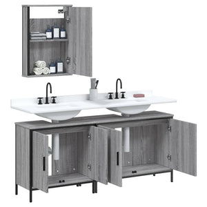 vidaXL 3 Piece Bathroom Furniture Set Grey Sonoma Engineered Wood