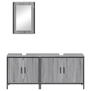 vidaXL 3 Piece Bathroom Furniture Set Grey Sonoma Engineered Wood