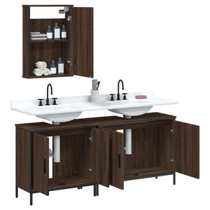 vidaXL 3 Piece Bathroom Furniture Set Brown Oak Engineered Wood