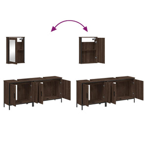 vidaXL 3 Piece Bathroom Furniture Set Brown Oak Engineered Wood