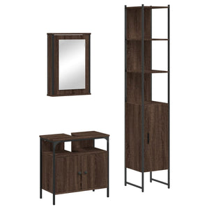 vidaXL 3 Piece Bathroom Furniture Set Brown Oak Engineered Wood