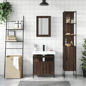 vidaXL 3 Piece Bathroom Furniture Set Brown Oak Engineered Wood