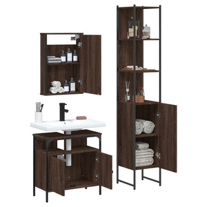 vidaXL 3 Piece Bathroom Furniture Set Brown Oak Engineered Wood