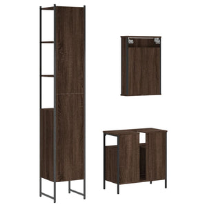 vidaXL 3 Piece Bathroom Furniture Set Brown Oak Engineered Wood