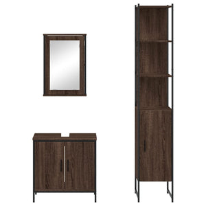 vidaXL 3 Piece Bathroom Furniture Set Brown Oak Engineered Wood.