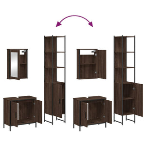 vidaXL 3 Piece Bathroom Furniture Set Brown Oak Engineered Wood.