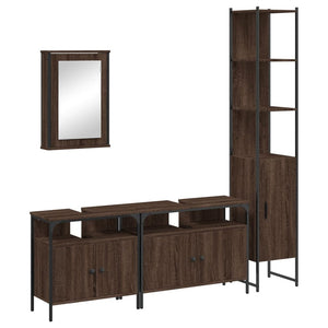 vidaXL 4 Piece Bathroom Furniture Set Brown Oak Engineered Wood