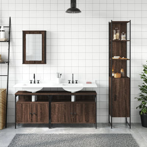 vidaXL 4 Piece Bathroom Furniture Set Brown Oak Engineered Wood