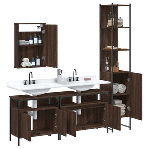 vidaXL 4 Piece Bathroom Furniture Set Brown Oak Engineered Wood