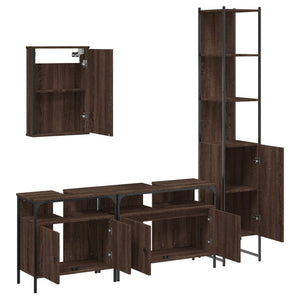 vidaXL 4 Piece Bathroom Furniture Set Brown Oak Engineered Wood