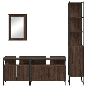 vidaXL 4 Piece Bathroom Furniture Set Brown Oak Engineered Wood