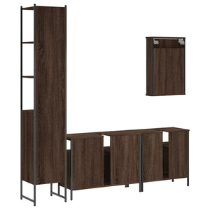 vidaXL 4 Piece Bathroom Furniture Set Brown Oak Engineered Wood