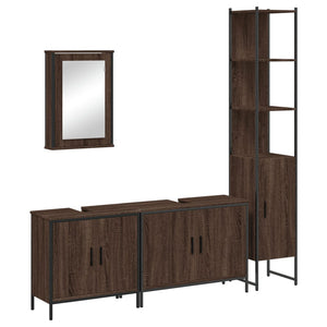 vidaXL 4 Piece Bathroom Furniture Set Brown Oak Engineered Wood