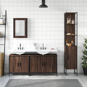 vidaXL 4 Piece Bathroom Furniture Set Brown Oak Engineered Wood