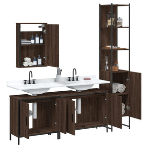 vidaXL 4 Piece Bathroom Furniture Set Brown Oak Engineered Wood