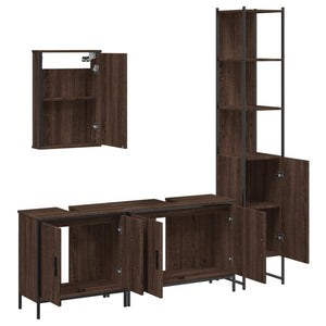 vidaXL 4 Piece Bathroom Furniture Set Brown Oak Engineered Wood