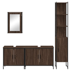 vidaXL 4 Piece Bathroom Furniture Set Brown Oak Engineered Wood