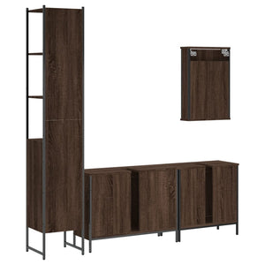 vidaXL 4 Piece Bathroom Furniture Set Brown Oak Engineered Wood